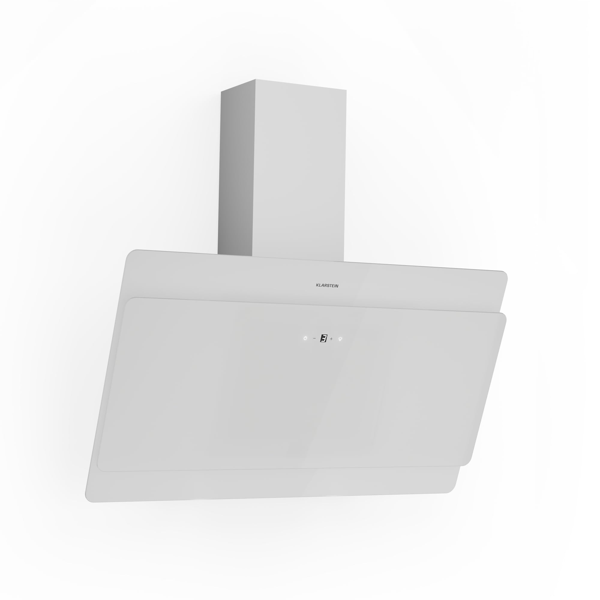 Klarstein Campana Extractora 90 cm Bajo Consumo, Extractor Cocina Silencioso, Extracción 607m³/h, Control Táctil, 3 Potencias l Extractor Humos Filtro de Aluminio l Campanas Extractoras Cocina, Blanco