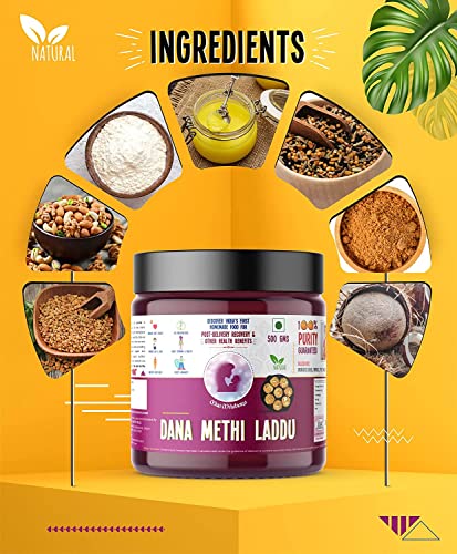 Image of Maa Mitahara Post Pregnancy Laddu | Dana Methi & Dry Fruits | Traditional Energy & Nutrition for New Mothers | Lactation Support & Recovery (500g, Dana Methi)
