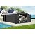 12x25FT Outdoor Metal Garage Shed, Extra Large Metal Carport with Lockable Double Hinged Doors, Heavy Duty Car Shelter for Car, Truck, Motorcycle and Lawn Equipment, Dark Grey