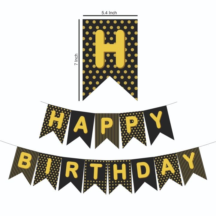 Image of Happy Birthday Balloons Decoration Kit - 41 Pcs Black, Golden & Silver Balloons Garland Set for Birthday Decoration | Birthday Party Decoration Set for Celebrations for Kids & Adults
