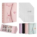 トレカケース a5 推し活ファイル 韓国 大容量 コレクトブック 4ポケット両面収納リフィル30枚入り 240枚収納 カードファイル 6穴 バインダー式 3インチ写真 アルバム 持ち運び便利 ふわふわ生地 収納ファイル 写真 保管 ホルダー (ピンク)