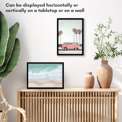 Americanflat 9x13 Picture Frame with Shatter-Resistant Glass - Streamline Collection - Thin Border Photo Frame for Tabletop and Wall Display - Hanging Hardware and Easel Stand Included - Black