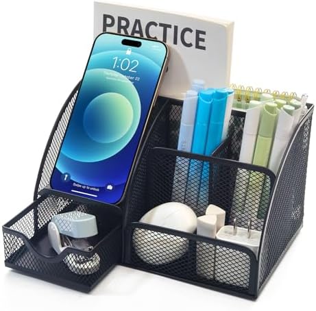 Desk Organizer, Multi-Use Desk Tidy & pencil holder with 6 storag...