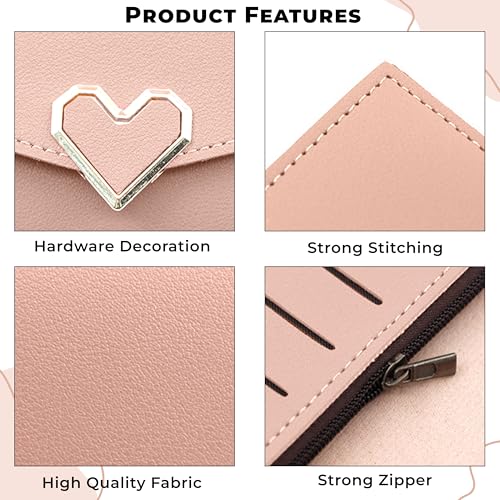 Image of Kraptick Women's Wallet - Stylish & Compact Clutch Purse, Card & Coin Holder with 13 Slots, Money Organizer & Travel Wallet for Women (Light Pink)