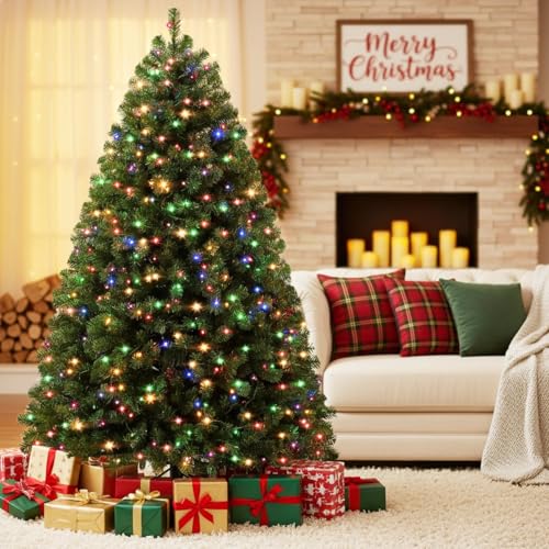 Himimi Árvore de Natal Artificial Premium de 180 cm com iluminação LED RGB, 1000 pontas de ramos, suporte de metal, ramos dobráveis, luvas incluídas, árvore de Natal para decoração de feriado