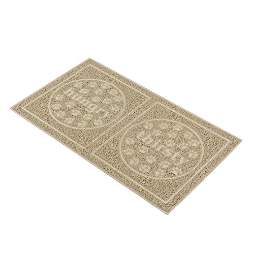 Cavalier Pets, Pet Feeding Mat for Cats and Small Dogs, Silicone Non-Slip Absorbent Cat Mat for Food, Waterproof and Easy to Clean, Small 21 by 12 Inches, Beige