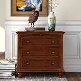 Bellemave Nightstand with 3 Drawers, 3-Drawer Storage Wood Cabinet, End Table with Pull Out Tray for Bedroom, Living Room, Hallway, Dorm (Brown)