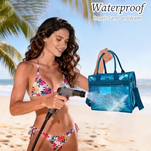 Image of Fammart Clear Bags Stadium Approved, Jelly Tote Bag for Women with Zipper, Crossbody Bag with Adjustable Strap for Work
