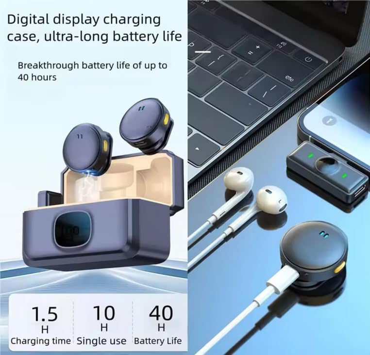 Image of Q8 Dual Wireless Lavalier Microphone with LED Display Case, Noise Cancelling Lapel Microphone for YouTube, Vlogging, Recording, Plug & Play for iPhone, Android