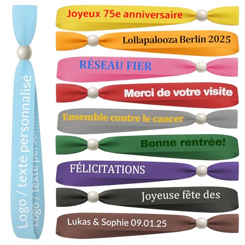 BEXOA Bracelets en Tissu Personnalisés avec Texte, Logo ou Symbole – Bracelets D'événement Réglables pour Fêtes, Festivals, Clubs, Concerts et...