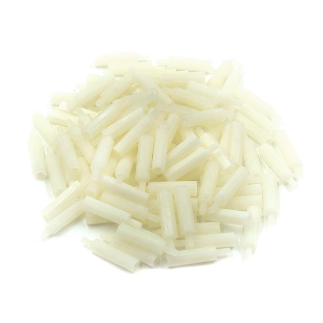 Hxchen 100Pcs M3 x 20mm + 6mm Male to Female Thread Nylon Plastic Hexagon Standoff Spacer Pillars White