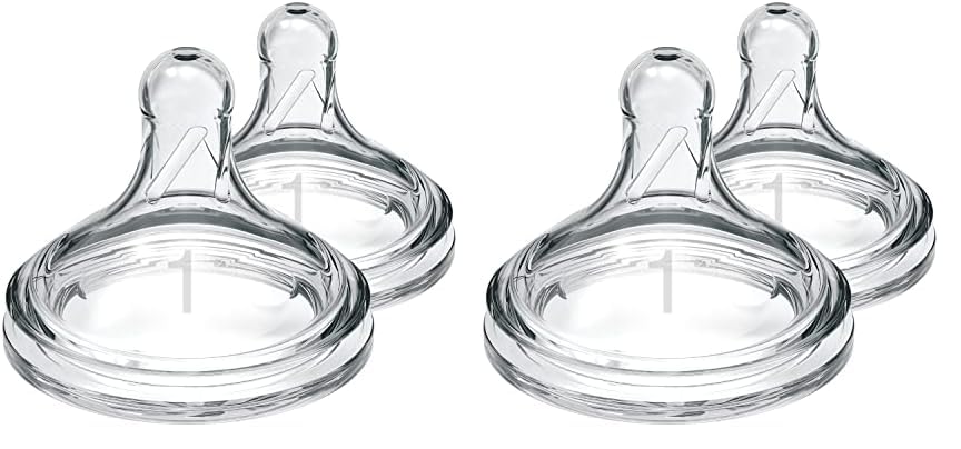 Options+ Wide Neck Bottle Teat, Level 1 (0m+), 4 Pack