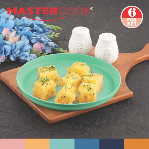 Mastercook Kinder-Teller-Set – 6-teiliges Kunststoffteller wiederverwendbar – BPA-freier, lebensmittelechter Kunststoff – spülmaschinen- und mikrowellengeeignet – mehrfarbiges Kleinkind-Teller-Set