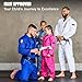 Elite Sports IBJJF Ultra Light BJJ Brazilian Jiu Jitsu Gi for Kids with Preshrunk Fabric and Free Belt (Pink, C000)
