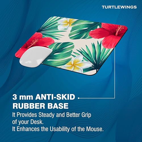 Image of TURTLEWINGS | Mousepad | Floral Aesthetic Mouse Pad - 22x18 cm, 3mm Thick | Abstract Design Non-Slip Rubber Base | Office, Study & Gaming Use | Premium Smooth Surface 02 (Design 06)