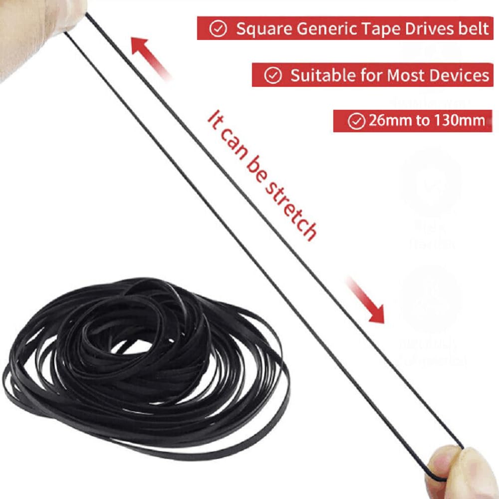 Cinghie quadrate in gomma assortite universali 26-120 mm per riparazione registratori macchine video DVD