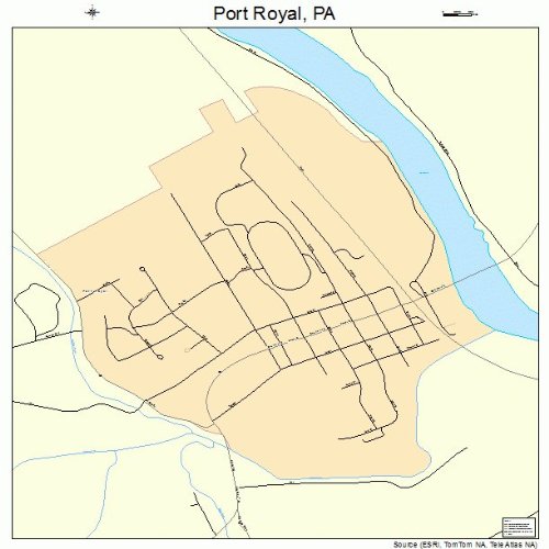Large Street & Road Map of Port Royal, Pennsylvania PA Printed poster