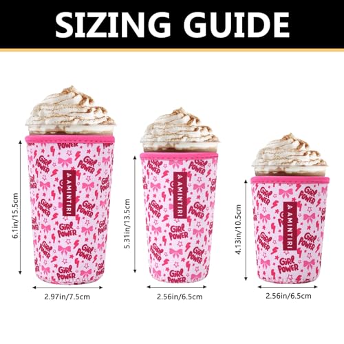 Image of 3 Pack Reusable Sleeve for Iced Coffee Cup, Coffee Neoprene Sleeve for Iced&Hot Drinks, Coffee Sleeve Compatible with Starbucks, Dunkin Coffee Cup. (Girl Power)