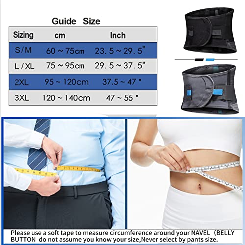 T TIMTAKBO Lower Back Brace W/Removable Lumbar Pad for Men Women Herniated Disc,Sciatica,Scoliosis,Waist Pain, Lumbar Support Belt (Gray/Blue,L/XL Fit Belly 29.5"-37.5")…