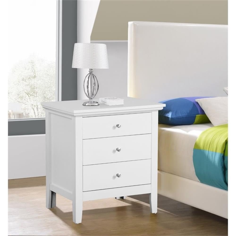 Glory Furniture Hammond 3 Drawer Nightstand in White