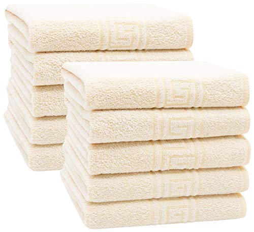 ZOLLNER Set de 10 Serviettes de Toilette, 50x100 cm, Coton mélangé, Jaune