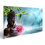 rápido y seguro de envío! islandburner Cuadro Cuadros Impresión sobre Lienzo - Formato Grande - Cuadros Modernos Buda Zen Agua Feng Shui Flor de Loto