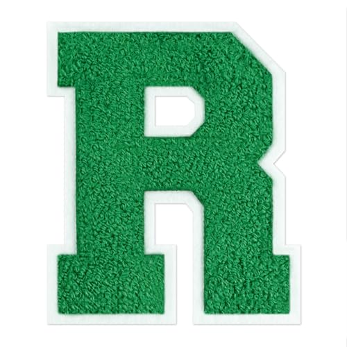 QianSiLi Parches Letras Termoadhesivas, Letras Adhesivas Para Tela Adecuado Para Chaquetas, Abrigos, Camisas, Bolsos, Vaqueros, Mochilas (11,45cm,Verde,R)