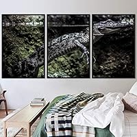 3 Piece Framed Canvas Wall Art Alligators Dramatic Canvas Prints Home Artwork Decoration for Living Room,Bedroom - 16