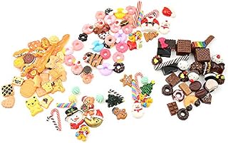 Diyiming 120Pcs Resin 1:12 Dollhouse Miniature Dessert Bread Chocolate Christmas Food Models Decoration Miniature Tableware Play Food Set DIY Decor Doll House