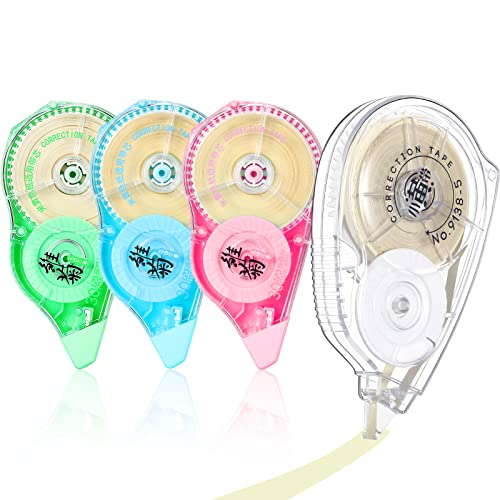 Zonon 4 Pieces Correction Tape Cream Color Beige Corrective Tape Eraser 100 Feet Long for School...