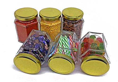 Image of Glass Jar & Container with Rust Free Air Tight metal Lid, Suitable for Use in Your Home Office, Kitchen Storage /Glass Jar for Kitchen (pack of 12) HEXA
