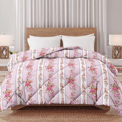 Image of Amazon Brand - Umi Reversible Double Bed Super Soft AC Comforter /Blanket /Quilt /Rajai 220 GSM Soft Microfiber Diamond Stitch (90 inch x 100 inch Inches /228cm x 254cm) - Comforter Double Bed|Pink & White