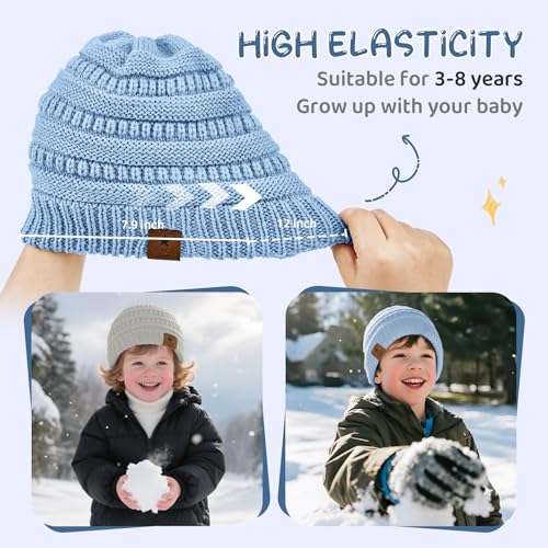 Durio Unisex Toddler Beanie - Soft & Warm Knit Kids Winter Hat, Stretchy Cap Fit for Toddlers to Kids Girls Boys (3-8 Years)4
