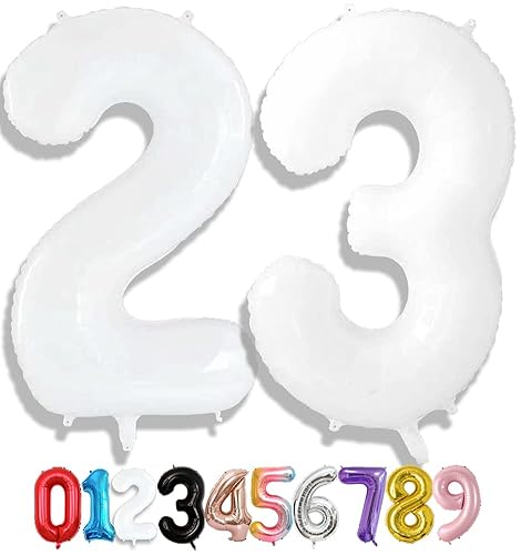FAMULIA 23 数字 風船 バルーン 白 バースデー 誕生日 大きい 90cm 2個セット 特大サイズ