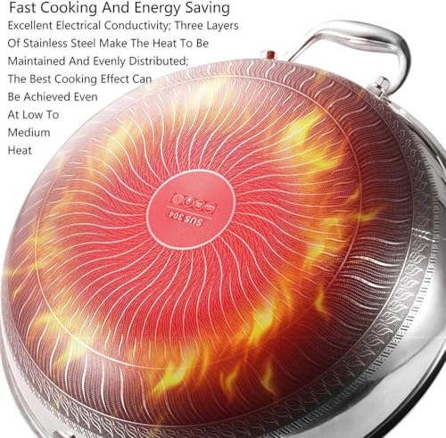 Wok de acero inoxidable con tapa, 42 cm miniatura 6