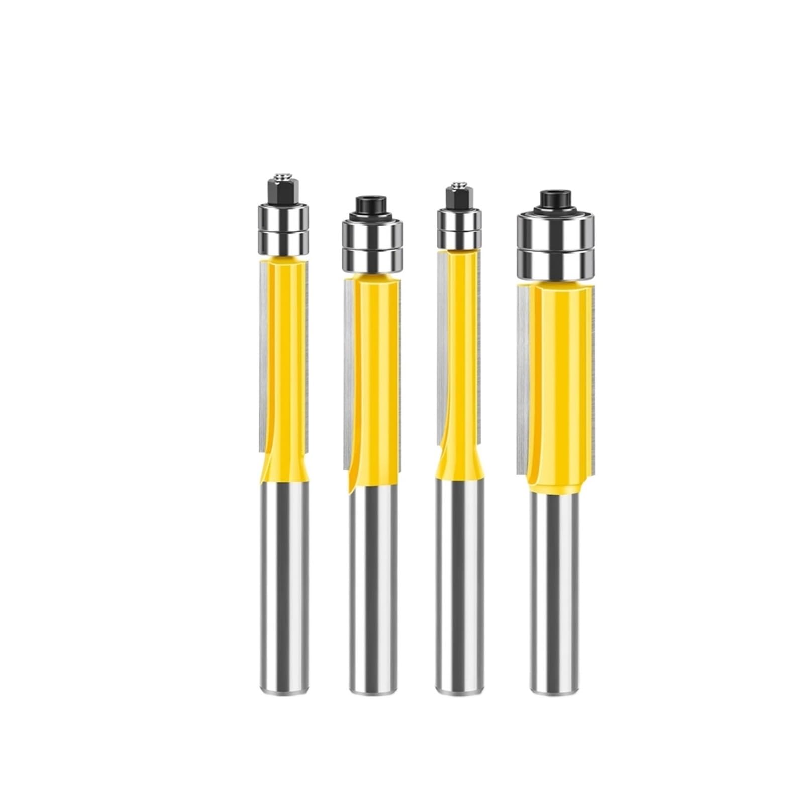 1/4 Uds. Vástago De 8mm, Doble Rodamiento, Brocas Rebajadoras Y, Patrón Carburo Tungsteno, Fresa for Carpintería for Proyectos(4PCS 8mm Shank)