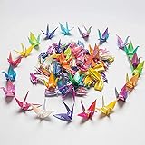 100PCS Origami Birds Glitter Rainbow Premade Origami Paper Cranes Folded Birds Confetti for Birthday Party Decorations Origami Cranes Garland for Valentine's Day Wedding Baby Shower Party Favors