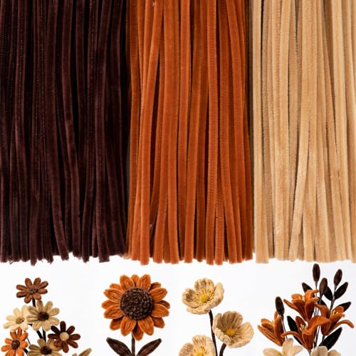 Image of Caydo 300 Pieces Brown Pipe Cleaners | Thick Fluffy Chenille Stems Bulk for Making Animals and Kids Creative Arts And Crafts
