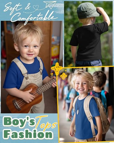 Image of Oakgarden 3 Pack Toddler Boys Crewneck T Shirts | 18M-5T, Short Sleeve Solid Tees, Soft Basic Tops, Baby Summer Clothes, Daycare, Preschool, Playdates, Daily Wear