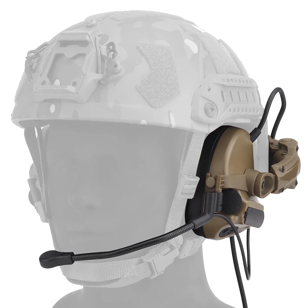 Cuffie per Casco Tattico C5 con Riduzione del Rumore Adattatore per Binario - Cuffie Antirumore per Caccia, Tiro Protezione dell'Udito per Softair, CS, Wargame