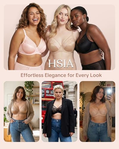 Image of HSIA Minimizer Bras for Women Plus Size, Full Coverage Coolcomfort T Shirt Unlined Bra with Underwire for Heavy Breast