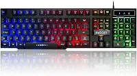 Teclado Semimecânico Gamer RGB, Design Ergonômico, 42,5 x 12,5 cm, Teclas Plunger Macias e Silenciosas, Preto Com Iluminação RGB, Jogos, Para Pc Computador Notebook Mac