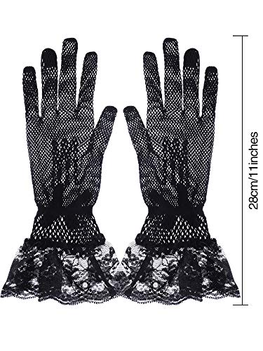 Satinior Women Lace Gloves Elegant Short Lace Gloves Tea Party Gloves For Women Wedding Dinner Party  thumb #2
