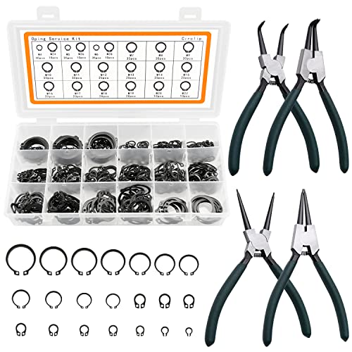 Image of Shop Assortment - 500pcs Retaining Ring Set, M4-M28, 21 Sizes Alloy Steel Circlip Snap Ring Set