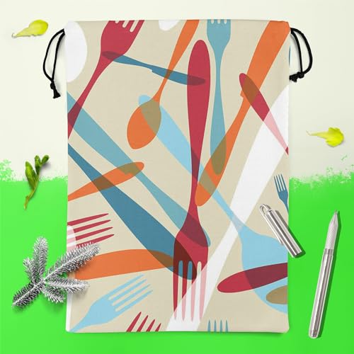 Image of ArtzFolio Knife & Spoon | Reusable Sack Bag | Bag for Gym, Storage, Vegetable & Travel