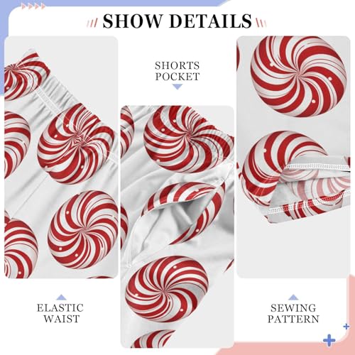 Pajama Pants Red White Candy Pattern PJ Bottoms Sleepwear Lounge Sleep Pant with Pockets4