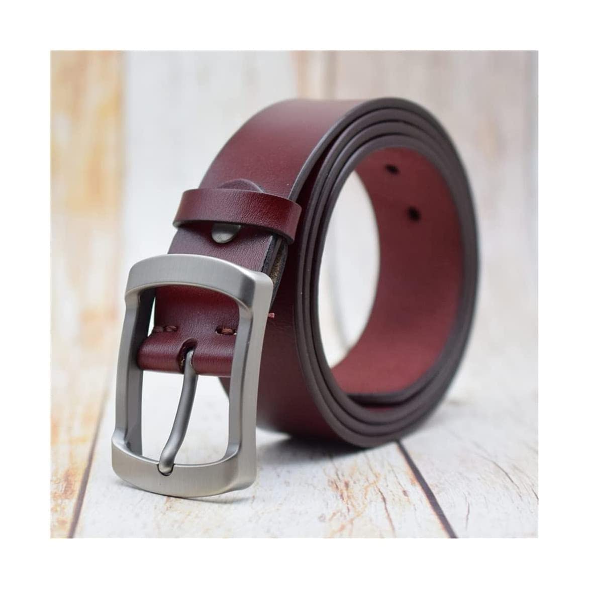 Ceinture 100% Cuir de Vache pour Homme Boucle ardillon Ceinture de Pantalon élargie réversible pour Le Travail et Les Affaires 3.8cm Largeur Ceinture 100% Cuir