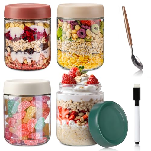 Overnight Oats Jar,Glass Containers With Lids,500ml Glass Jars With Lids-Set Of 4,Overnight Oats Container,For Yogurt Pot Cereals Milk Fruit Condiment Dressing Sauce Snacks Juice,Overnight Oats Overnight Oats Jar,Glass Containers With Lids,500ml Glass Jars With Lids-Set Of 4,Overnight Oats Container,For Yogurt Pot Cereals Milk Fruit Condiment Dressing Sauce Snacks Juice,Overnight Oats