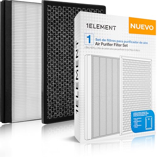 Juego de 2 filtros para purificador de aire Philips [AC2882, AC2887, AC2889 & AC3829] – 1 filtro HEPA & 1 filtro de carbón activo – reemplaza FY2422 & FY2420