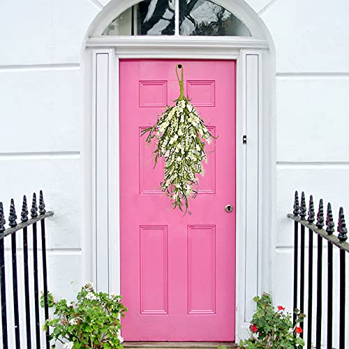 Wddh Fall Teardrop Swag, 25Inch Decorative Swag With Wheat Ear And Artificial Flowers, Harvest Teardrop Swag Fall Front Door Wreath For Autumn Thanksgiving Christmas Decor #TOP2